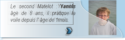 Le second Matelot : Yannis âgé de 8 ans, il pratique la voile depuis l' âge de 1mois.
